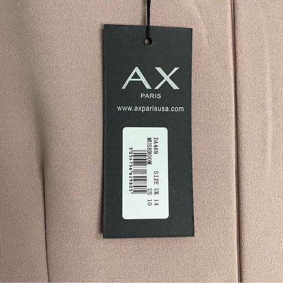 NWT AX Paris Plunge Front Maxi Dress High Slit in Mushroom Color Women’s US Sz10 - Picture 13 of 13
